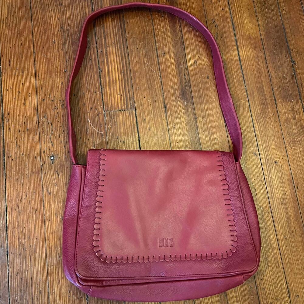 Vintage Bill Blass Red Leather Messenger Shoulder Bag Purse